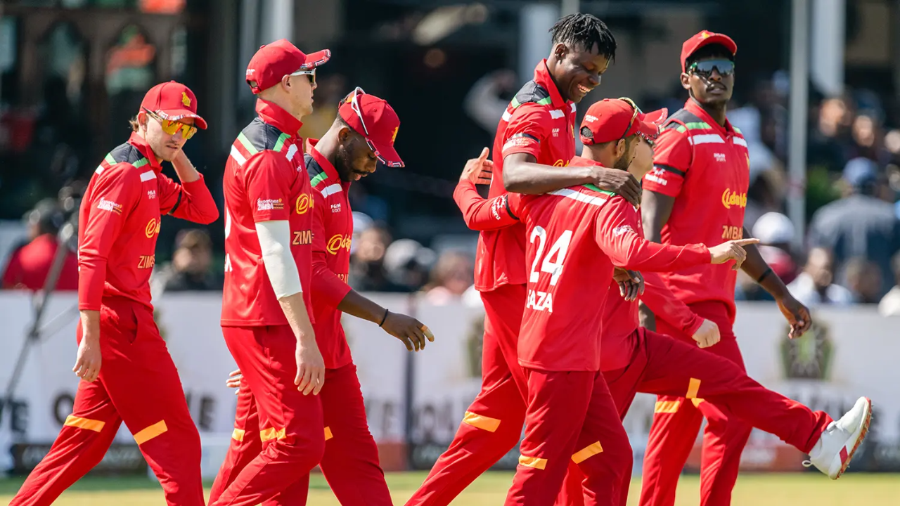 Zimbabwe cricket players on the field during an international match