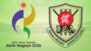 Aichi-Nagoya 2026 Asian Games and Japan Cricket Association logos.