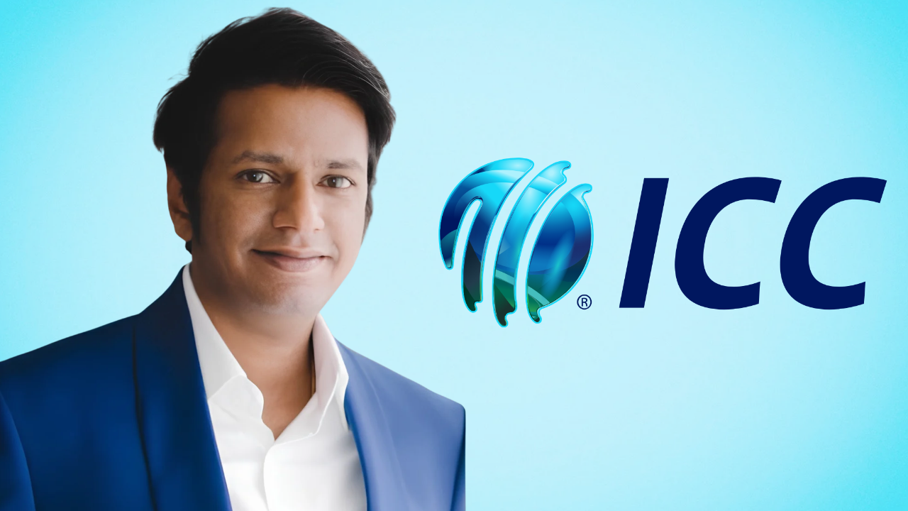 Abhiram Singh Yadav alongside the ICC logo
