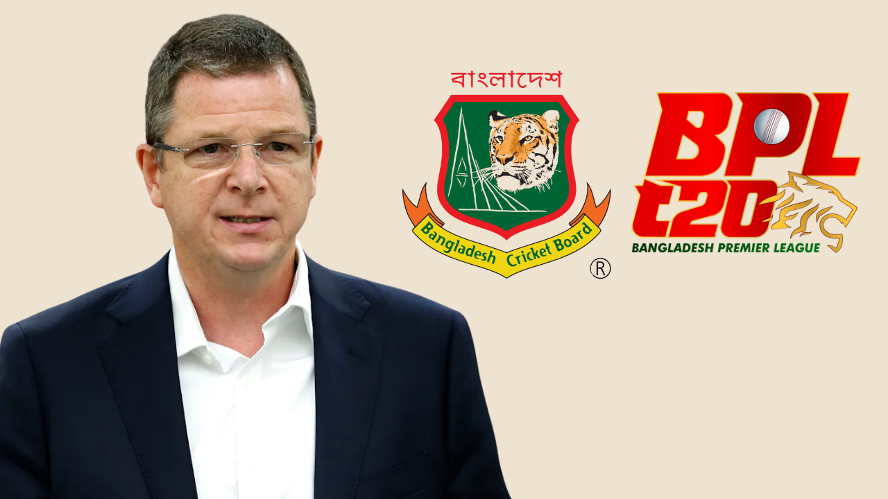 Alex Marshall with Bangladesh Cricket Board and Bangladesh Premier League BPL logos
