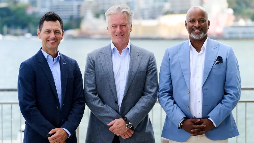Amsterdam Flames co-owners Jamie Dwyer, Steve Waugh and Tim Thomas pictured together.