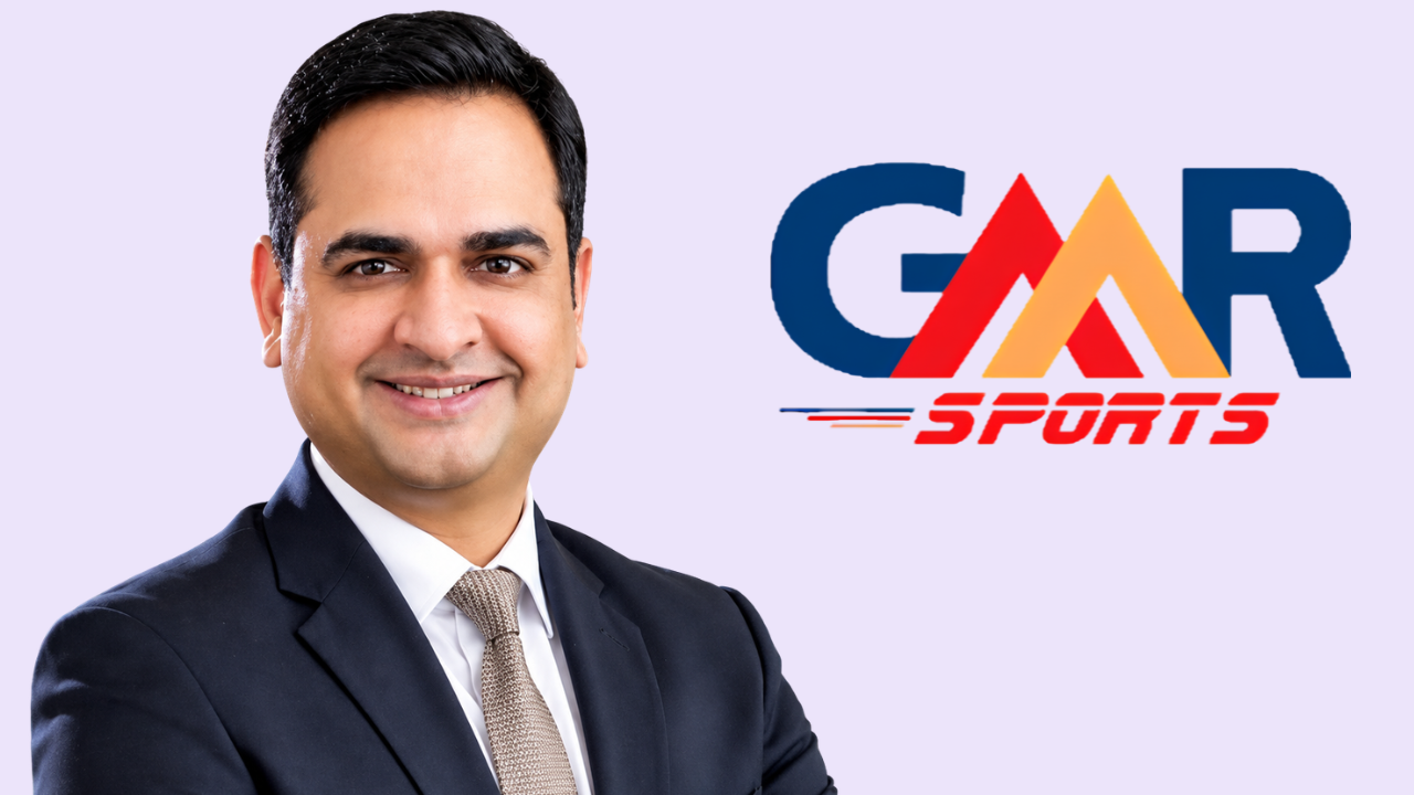 Ankit Baldi pictured alongside the GMR Sports logo.
