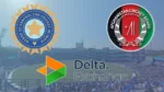 Arun Jaitley Stadium featuring BCCI, Afghanistan Cricket Board and Delta Exchange logos