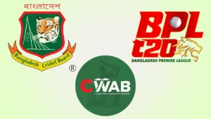 Bangladesh Cricket Board, Bangladesh Premier League and Cricketers Welfare Association of Bangladesh logos.