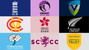 Logos of cricket organisations including ECB, Cricket Scotland, New Zealand Cricket, Yorkshire Cricket Foundation and other cricket bodies.