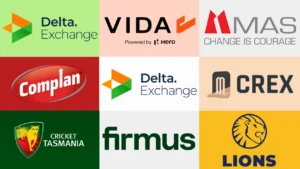Cricket sponsorship logos including Delta Exchange, VIDA, MAS, Complan, CREX, Cricket Tasmania, Firmus and Lions