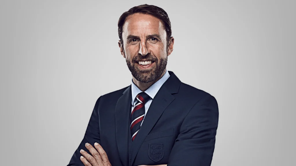 Portrait of Gareth Southgate in a suit and tie