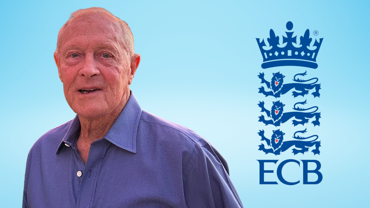 Geoffrey Boycott alongside the England and Wales Cricket Board ECB logo.