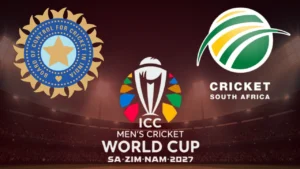 ICC Men’s Cricket World Cup 2027 logo alongside BCCI and Cricket South Africa logos