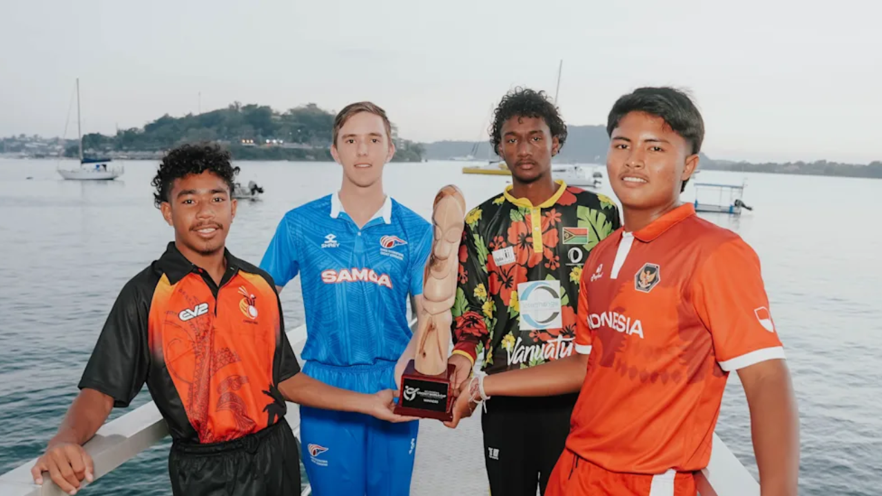 Indonesia, Papua New Guinea, Samoa and Vanuatu players ahead of the ICC U19 Men’s Cricket World Cup East Asia-Pacific Division 2 Qualifier