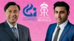 Lakshmi Mittal and Adar Poonawalla alongside the Competition Commission of India and Rajasthan Royals logos.
