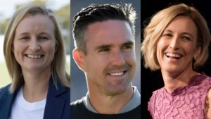 Portraits of Leah Poulton, Kevin Pietersen and Lisa Keightley.