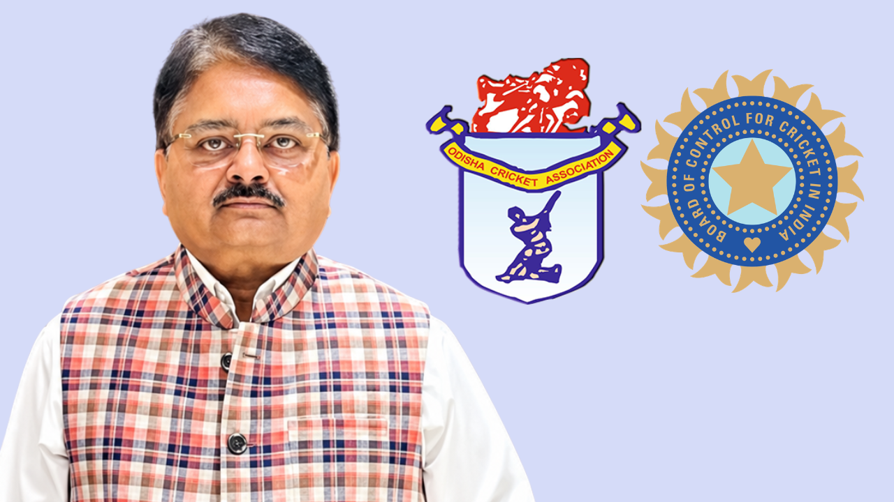 Pankaj Lochan Mohanty pictured alongside the Odisha Cricket Association and BCCI logos.