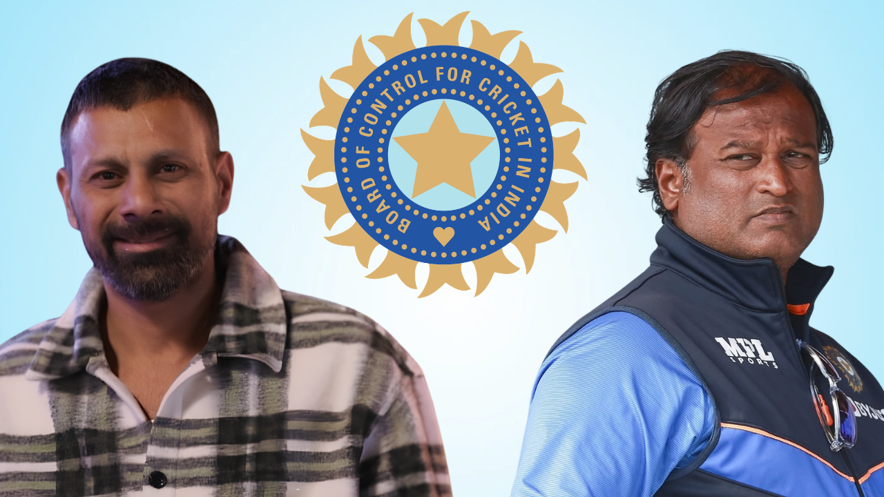 Praveen Kumar and Ramesh Powar alongside the BCCI logo
