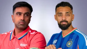 Ravichandran Ashwin and Varun Chakravarthy pictured side by side in cricket jerseys