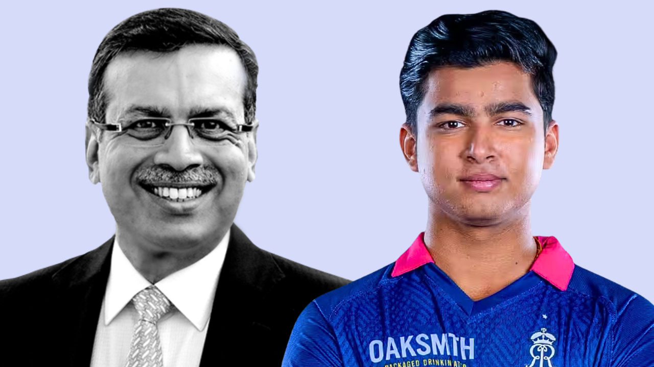 Sanjiv Goenka and young Indian cricketer Vaibhav Sooryavanshi pictured side by side