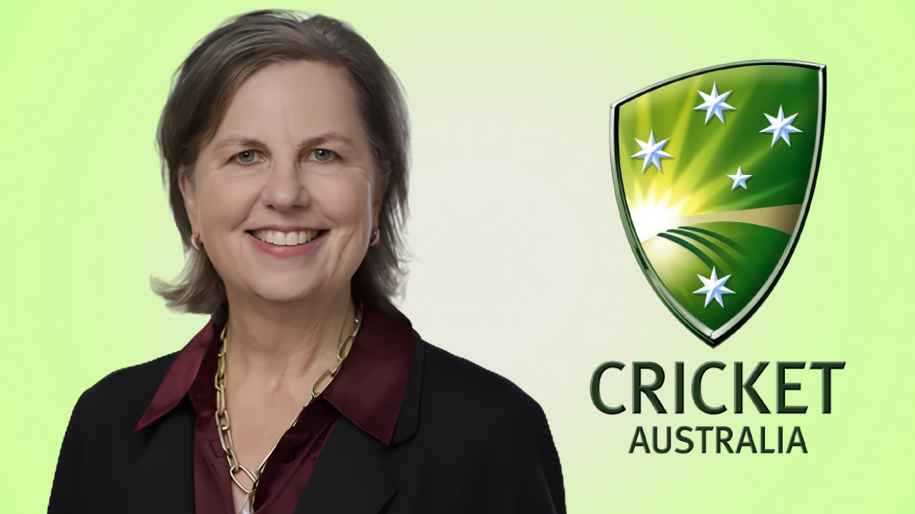Sarah Adam-Gedge pictured alongside the Cricket Australia logo