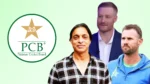 Shoaib Akhtar, Shaun Tait and Martin Guptill pictured alongside the Pakistan Cricket Board (PCB) logo.