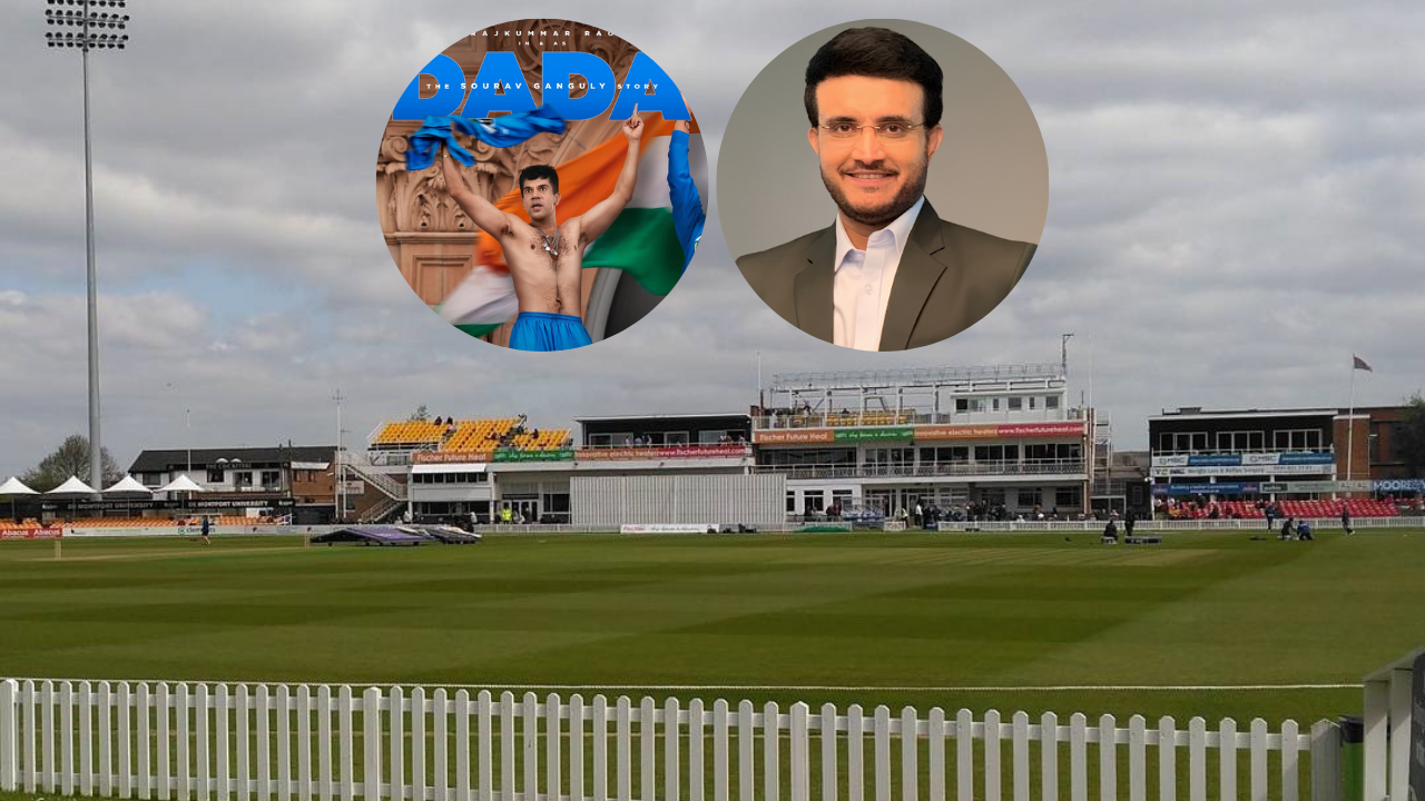 Sourav Ganguly pictured alongside Grace Road cricket ground in Leicester.