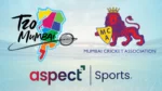 T20 Mumbai League, Mumbai Cricket Association and Aspect Sports logos