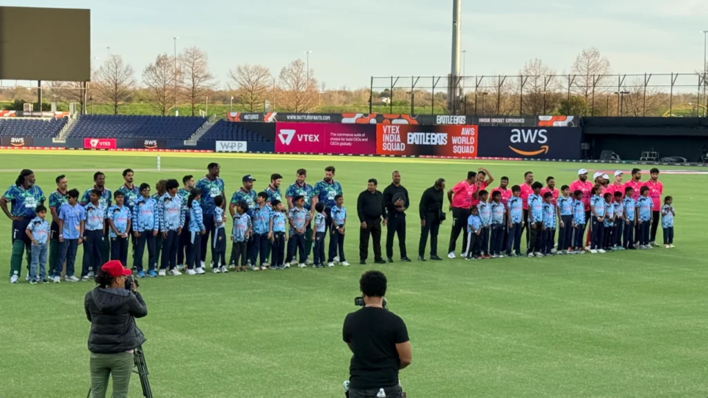 VTEX and AWS teams take the field during the inaugural Battle of Bats cricket event