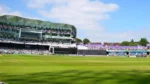 Yorkshire County Cricket Club ground with the cricket pitch and pavilion