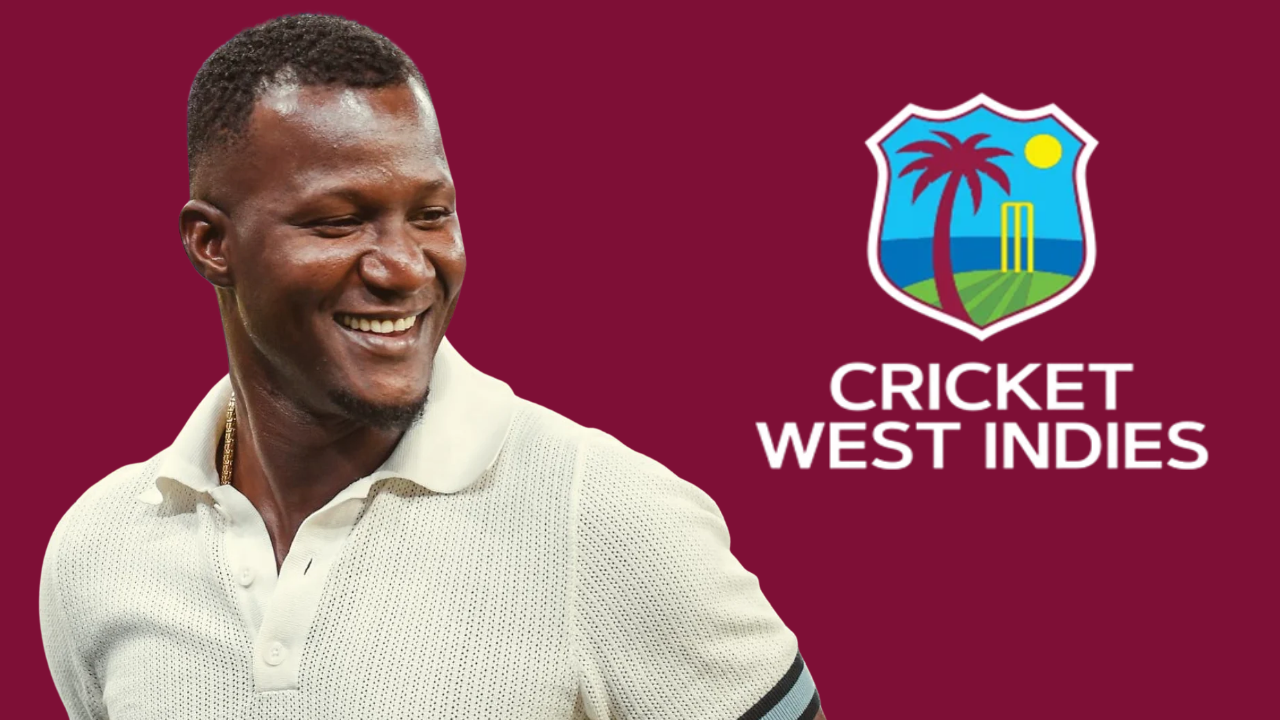 Daren Sammy alongside the Cricket West Indies (CWI) logo