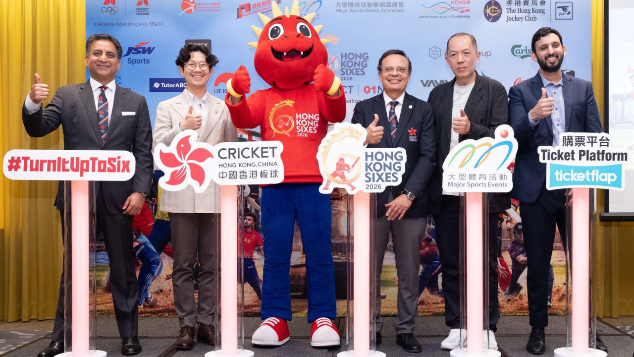 Burji Shroff, Wilfred Ng Sau-kei and Anuraag Bhatnagar at the Hong Kong Sixes 2026 event
