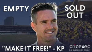 Kevin Pietersen calls for free entry to cricket matches, highlighting the contrast between empty stadiums and sold-out crowds.