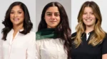 Portrait collage featuring Lisa Sthalekar, Shahzadi Eman and Claire Byron, pictured from left to right.