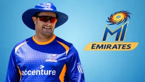 Mark Boucher with MI Emirates logo