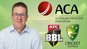Paul Marsh pictured alongside the Australian Cricketers’ Association (ACA), Big Bash League (BBL), and Cricket Australia logos.