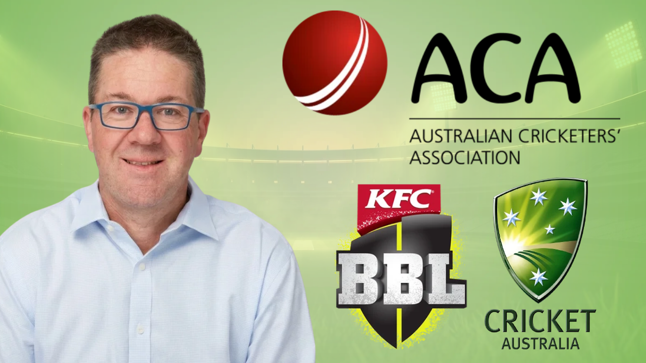 Paul Marsh pictured alongside the Australian Cricketers’ Association (ACA), Big Bash League (BBL), and Cricket Australia logos.