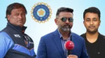 Ramesh Powar, Parthiv Patel and Pragyan Ojha pictured alongside the BCCI logo in an Indian cricket graphic.