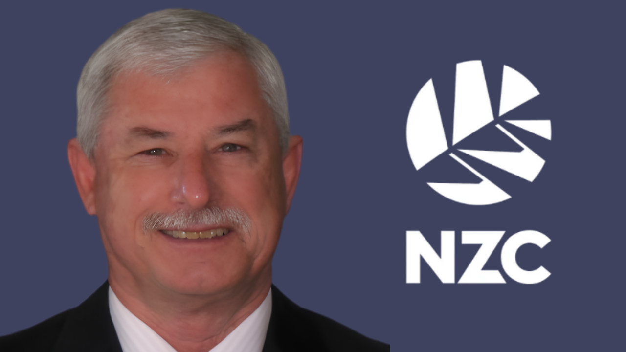 Richard Hadlee alongside the New Zealand Cricket NZC logo