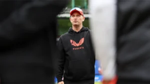 Former New Zealand fast bowler Shane Bond wearing a Birmingham Phoenix hoodie and cap during a cricket training session.