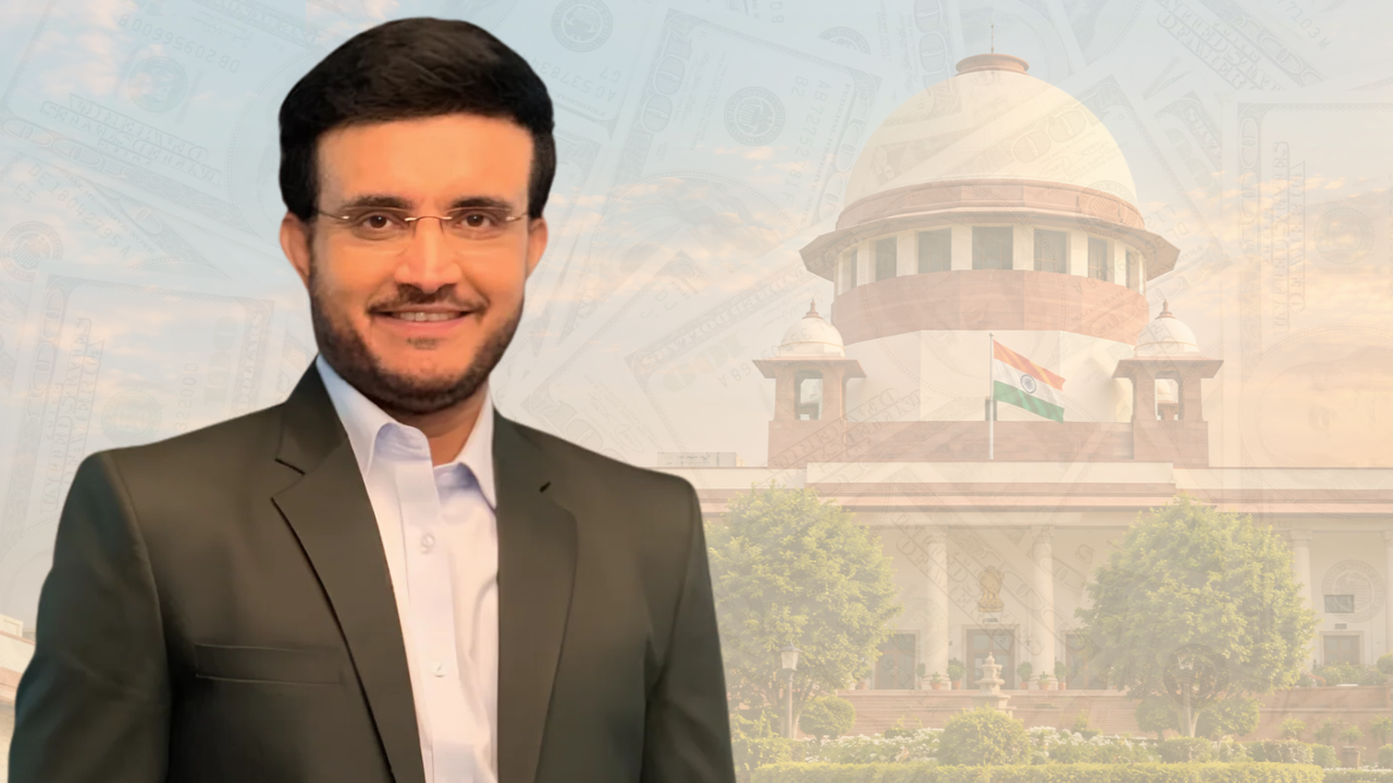 Sourav Ganguly pictured with the Supreme Court of India in the background