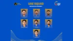 UAE cricket squad for the Hong Kong Sixes 2026 tournament, featuring captain Khalid Shah, Muhammad Farooq, Muhammad Zuhaib, Mohammed Faraazuddin, Ansh Tandon, Zahid Ali and Maroof Merchant.